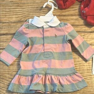 Ralph Lauren Polo Pink and Green Striped Cotton Top